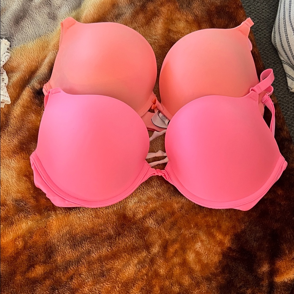Victoria's Secret Pink and Coral Bra Duo